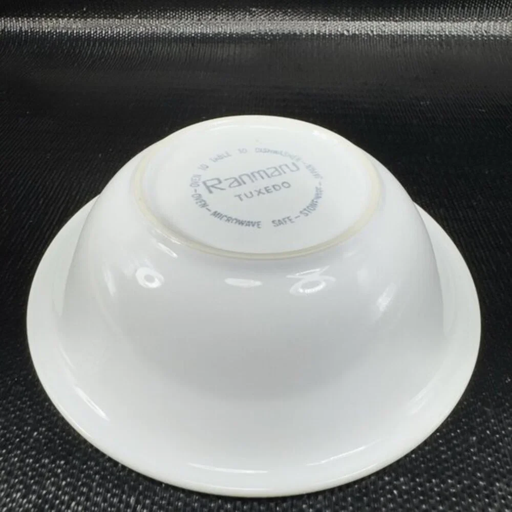 Ranmaru Tuxedo Japan Ceramic Stoneware Black Red White Deep Dish Bowl Set4 Bowls